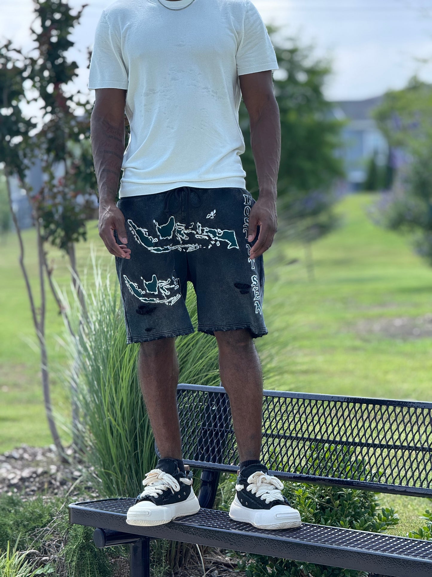 Lost at Sea Acid Wash Shorts