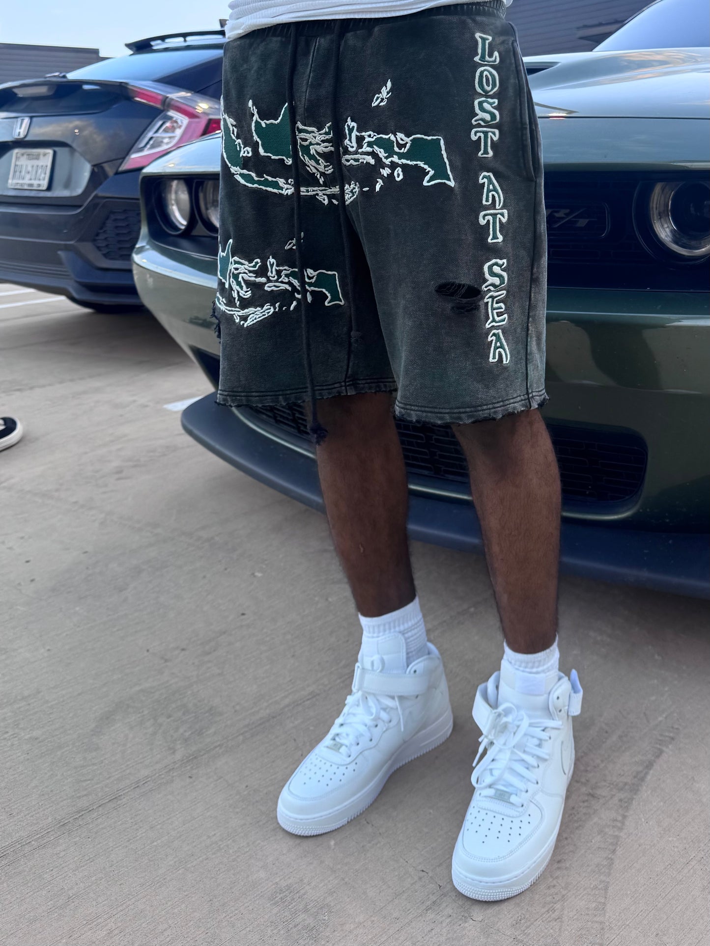 Lost at Sea Acid Wash Shorts