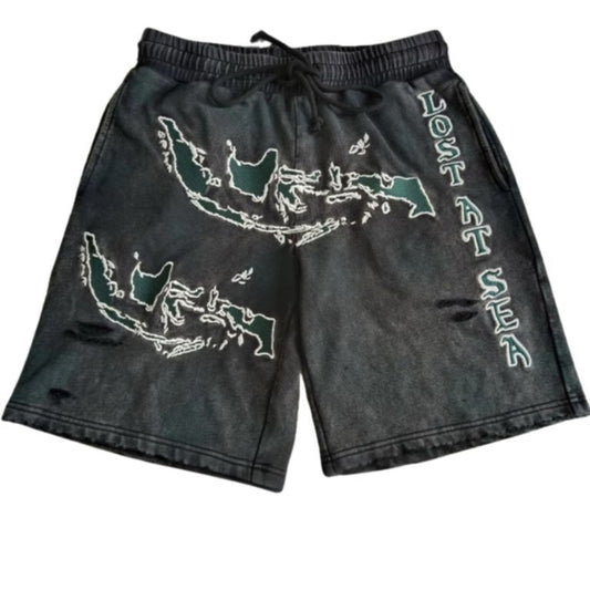 Lost at Sea Acid Wash Shorts